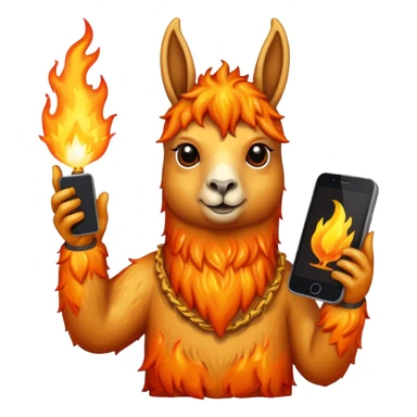 una llama de fuego que tenga en la mano un telefono sticker