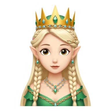 royal elf princess, elegant side braid, jeweled crown sticker