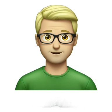 man looks 35 classes, european, tech nerd love pcb designing, blond short hair, blue eyes with specs behind macbook on with green pcb on the desk sticker