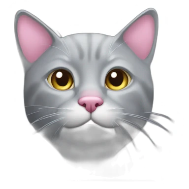 grey cat with pink nose sticker