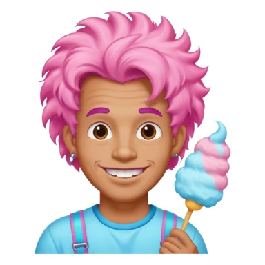 happy colorful puffy haired man made out of cotton candy with braces and tattoos and just face not holding anything sticker