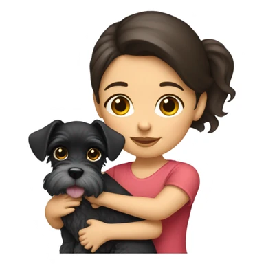 Brunnete girl holding a baby schnauzer  sticker