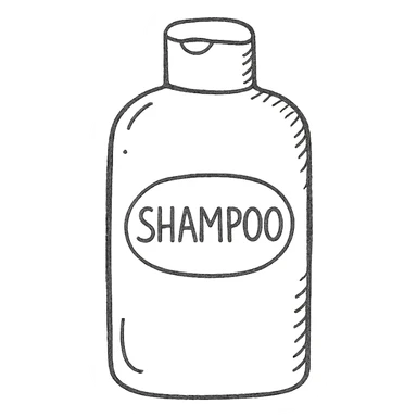 hand drawn outlined shampoo bottle, sketchy lines sticker