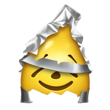 excited yellow emoji with crunched pointy tin foil hat sticker