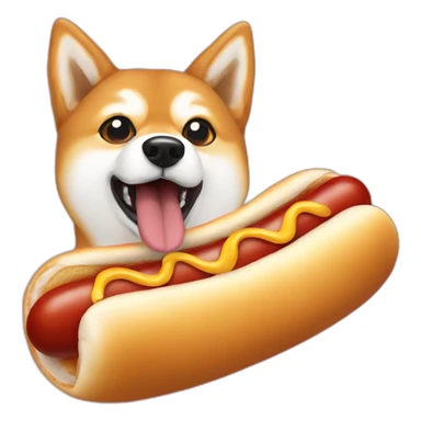 shiba dog eating a big hot dog sticker