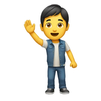 Asian raising hand sticker