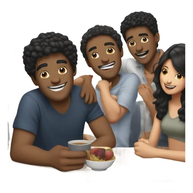 happy moment with friends guy with black hair sticker