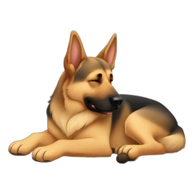 german shepherd sleeping full body sticker