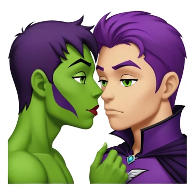 Beast boy kiss raven sticker
