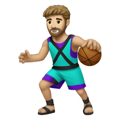 Caucasian gladiator playing basketball wearing purple black and aqua sticker