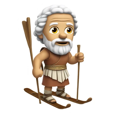 Socrates on mountain skis sticker