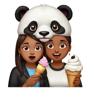 Panda eating ice cream with an ugly girl  sticker