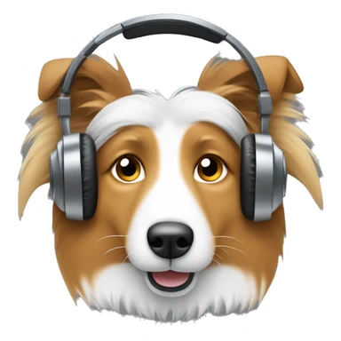 shetland sheepdog with earphones sticker