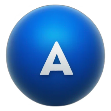 big blue "W" on black marble ball sticker