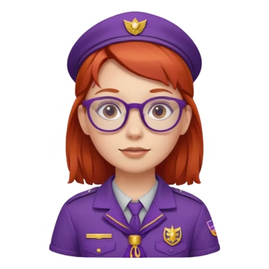 red haired scout kid with purple uniform and glassess girl sticker