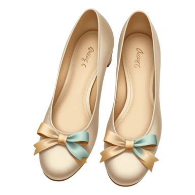 Beige realistic vintage silk bow ballerina shoes sticker