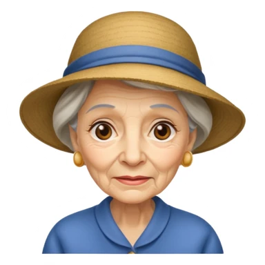 elderly woman with hat sticker