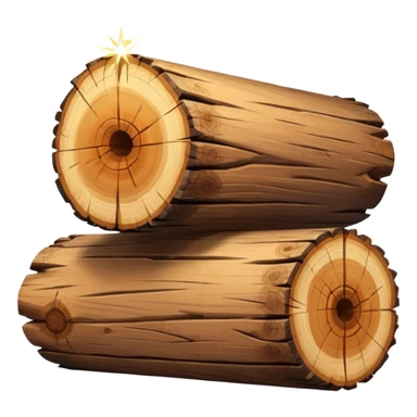 two logs, one propped up sideways on the bottom log, with a sparkle in the foreground sticker