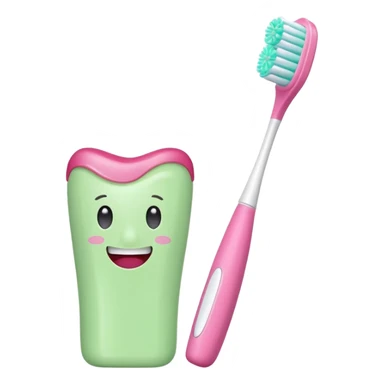 light green and pink toothbrush and floral toothpaste sticker