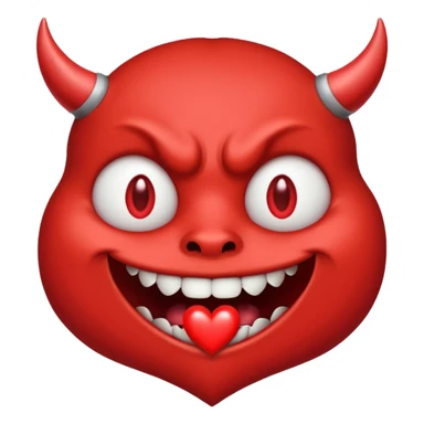 Devil's face? With heart-shaped eyes. An open, drooling mouth. style amoureux  sticker