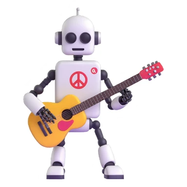 hippie robot playing guitar sticker