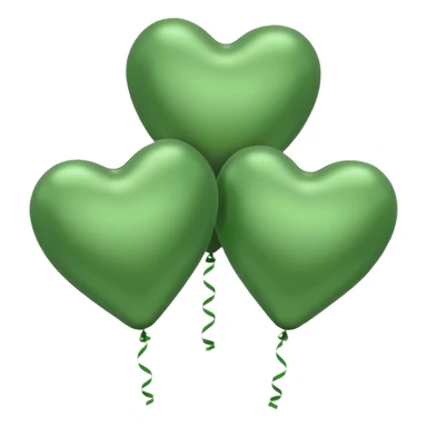 3 green Satin hearts balloons  sticker