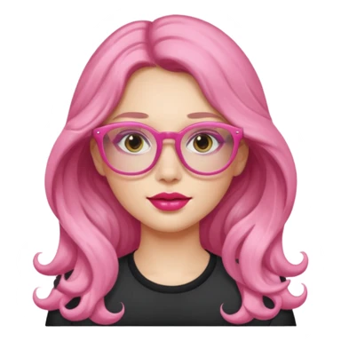 Alta , cabelo grande ondulado , óculos rosa , labios rosados , pele clara sticker
