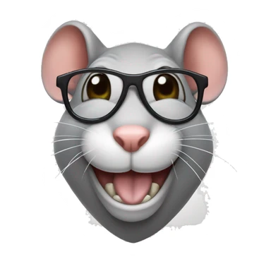 Head of a rat with glasses and a smile with 2 tooth  sticker