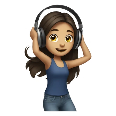 Brunette girl in headphones dancing sticker