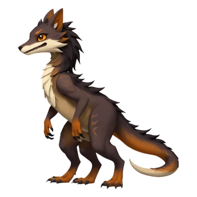 Brown and beige badass elegant wild beautiful natural cute badass epic exotic anthro modern furry 2-legged sergal-vernid-creature, full body, dark-brown-black-gradient pretty hair, with a long tufted tail, beautiful hazel-orange eyes, aesthetic, art by LiLaiRa, art by art by Falvie sticker