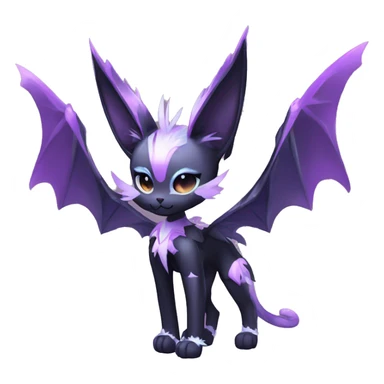 Shiny Cool Punk pastel Black beautiful ethereal fantasy Kawaii Sona Fakemon-cat-animal with edgy bat-wings-ears vtuber model Full Body sticker