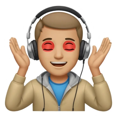 happy guy listening and chanting to music on a headphone sticker