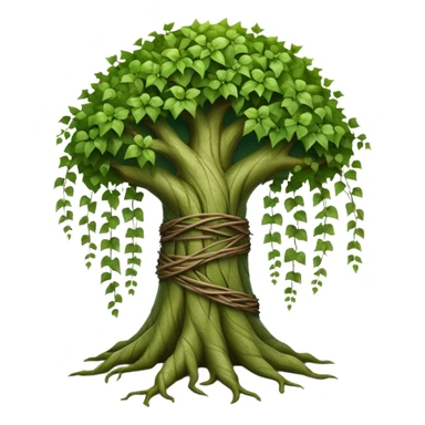 Tree with vines wrapped around trunk, ivy entwined tree sticker