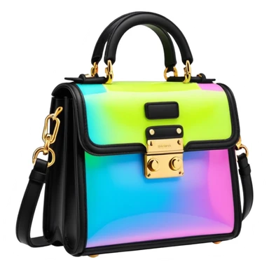 Dolce and Gabbana colorshifting vivid neon glowing cyberpunk style mini bag  sticker