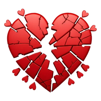 "Realistic HD red broken heart, shattered pieces, no money present, empty and dramatic look, clean white background." sticker