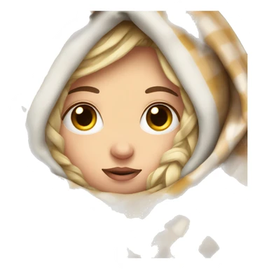 White girl snuggled in a blanket freezing sticker