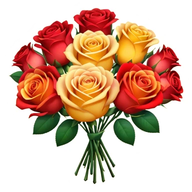 roses with gradient on petal starts yellow and bottom is red make a bouquet of them  sticker