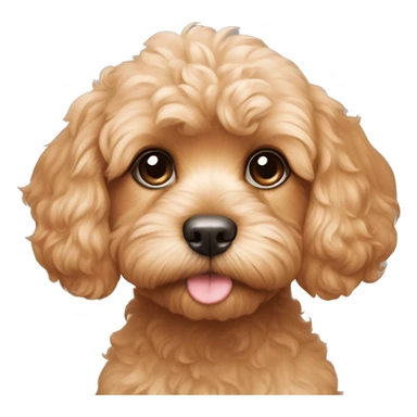 Cavoodle's face and shoulders are covered in light apricot fur, with subtle cream highlights around the eyes and on the lower parts of the face, giving it a warm, expressive look. sticker