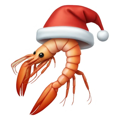 shrimp wearing a color christmas hat sticker