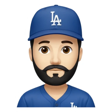 Can you make a guy with fair skin, taper fade, and black beard wearing an LA dodger hat? sticker