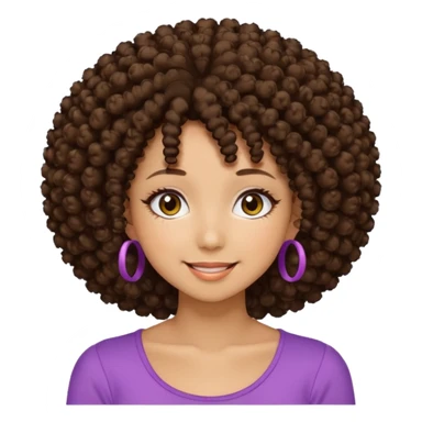 Naturally tan skin girl short darkBrown curly afro hrown eyes gyaru smiling closed mouth cute sticker
