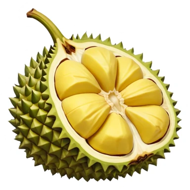 Emoji durian yg terbuka seperempat dan telihat isinya  sticker