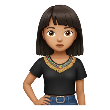 Philippino girl in black fringed shirt, with hand on hip sticker