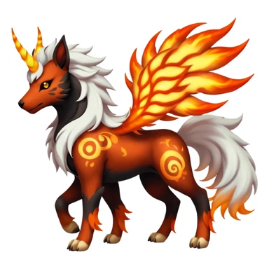 Shiny Exotic Gothic Rapidash-Houndoom-Arcanine-Pokémon-Fakémon-hybrid-creature sticker