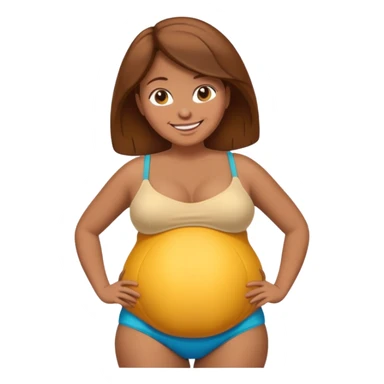 tan woman with inflated belly sticker