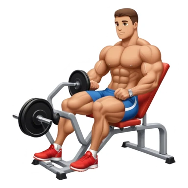 side-view bodybuilder seated weighted calf-raise machine lower leg exercise sticker