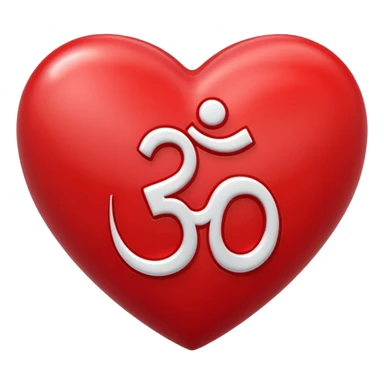 a red heart with a white om sign in the middle sticker