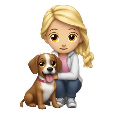 my little sister that is white and has a dog that is licking her sticker