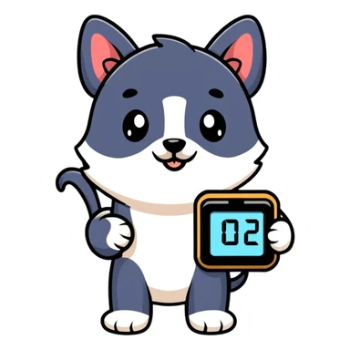 cute puppy holding a digital clock sticker