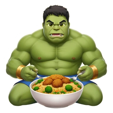 Fat Hulk eating biriyani sticker